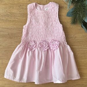 Zara Light Pink Sleeveless Dress with Floral Details